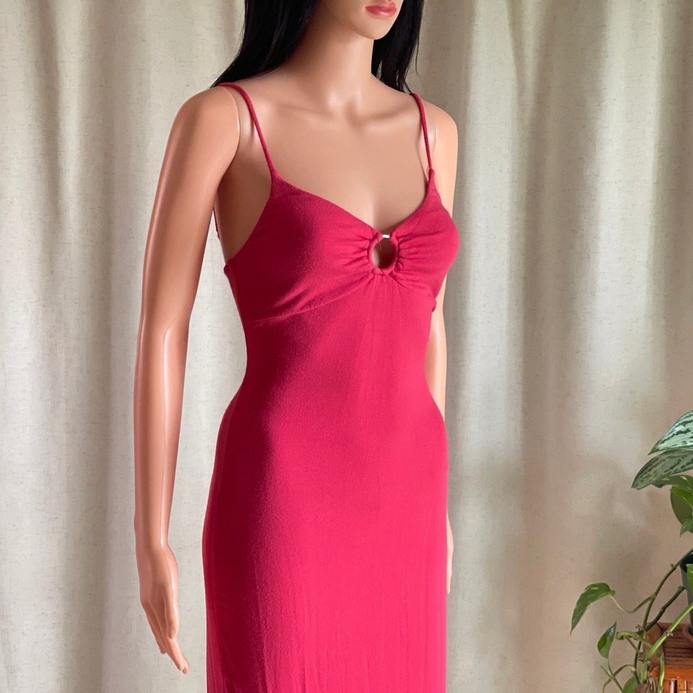 Melrose and Market Pink Red O-Ring Cutout Midi Bodycon Dress Date Night Size XS